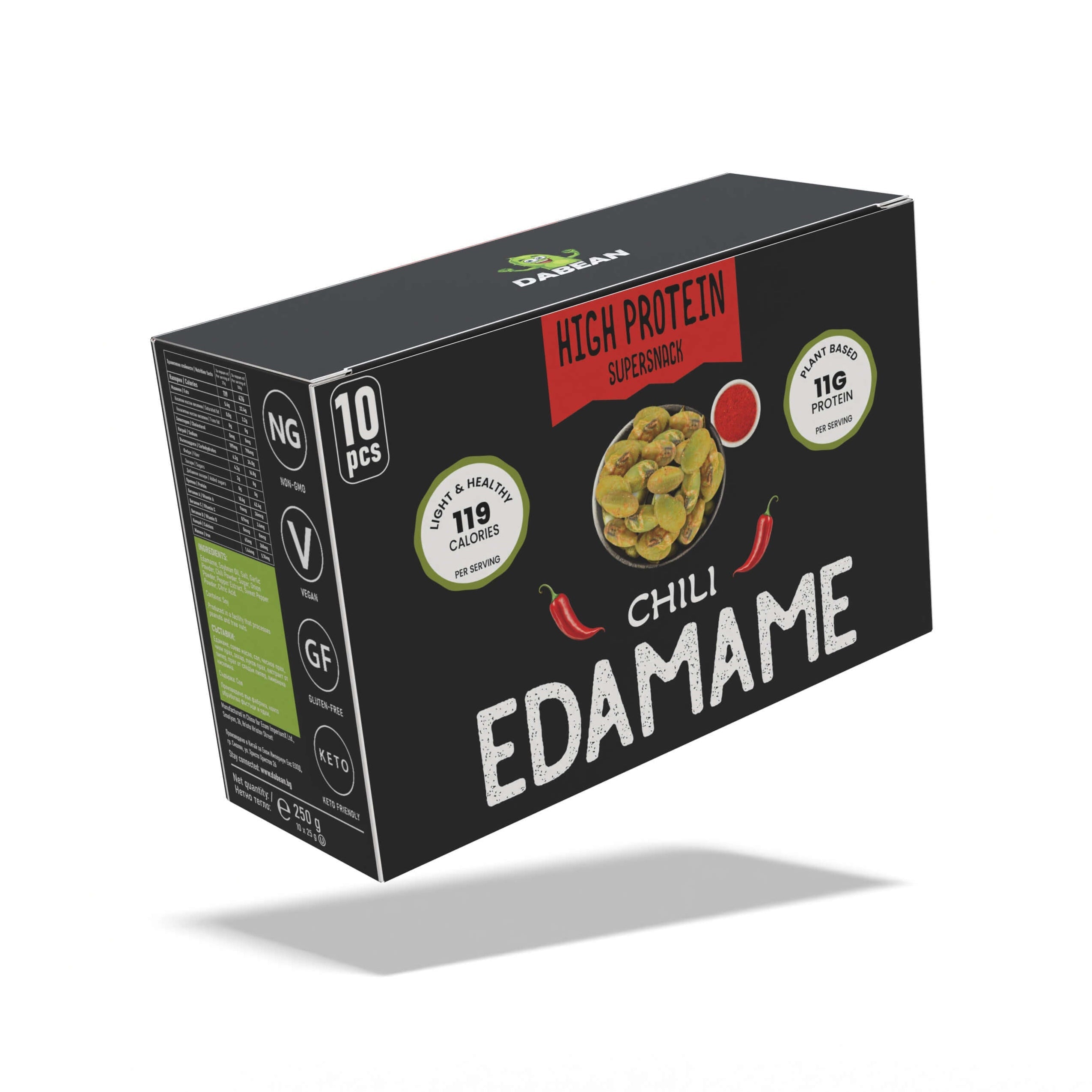 DABEAN BOX Chili – 10 saszetek prażonego edamame