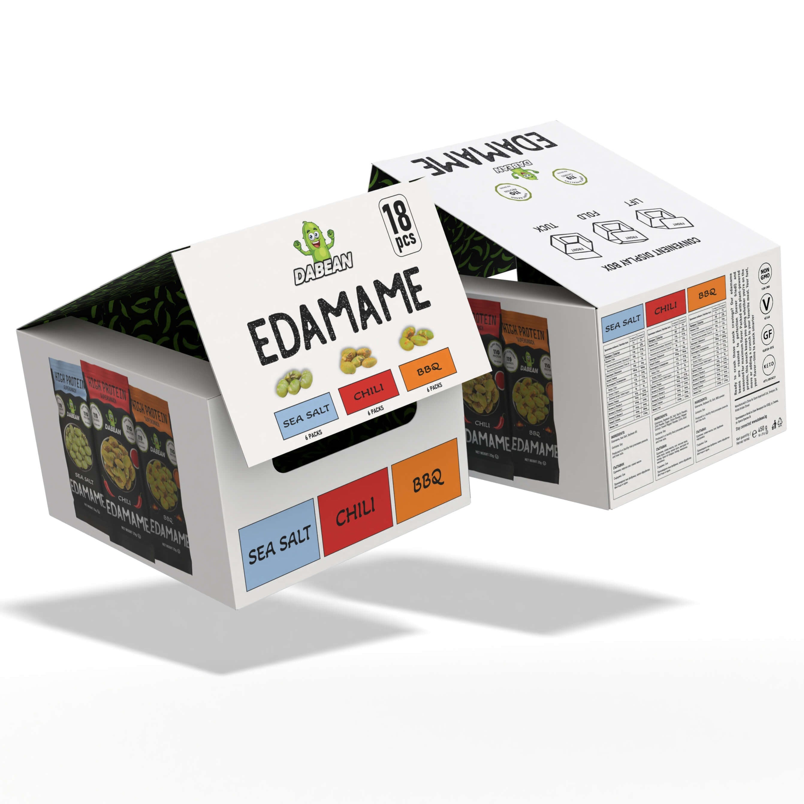 DABEAN BOX Mix smaków – 18 saszetek prażonego edamame