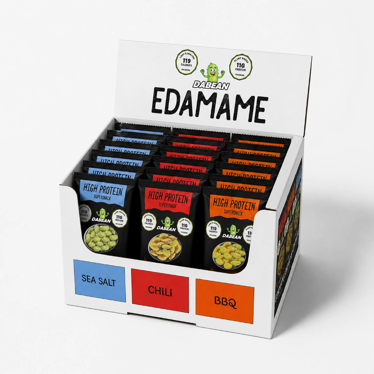 DABEAN BOX Mix smaków – 18 saszetek prażonego edamame po 25 g
